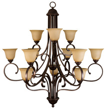  12558 - Alpine Series 12 Light Chandelier - RB Tea Stained Glass